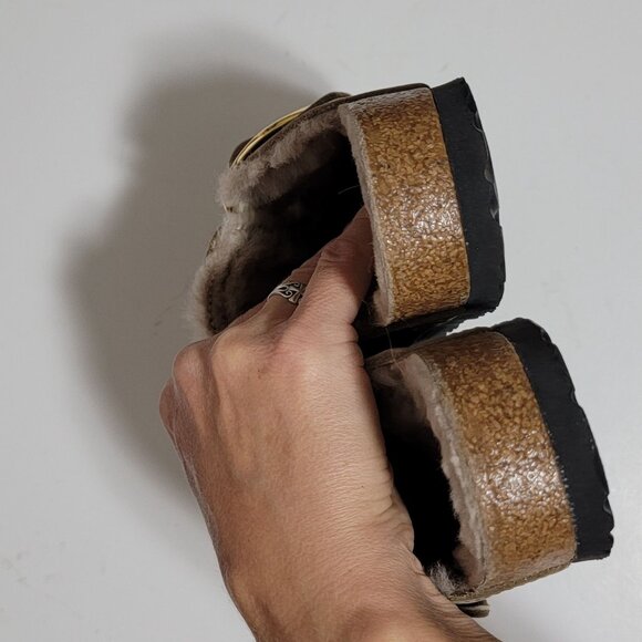 Birkenstock Boston Big Buckle Shearling Clog Womens 39 8/8.5 Brown Cozy Boho - Picture 4 of 8